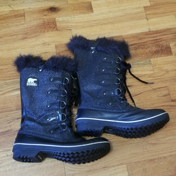 Black Glitter Sorel Tofino Lux Waterproof Size 10.5 - Picture 7 of 9